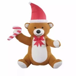 Four Seasons 6’ High Furry Bear Christmas Inflatable - CH17100(B)-180 - Christmas Decor