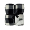 URBAN DEER Black White Buffalo Check Printed Faux Rabbit fur Reversible to White Sherpa 50 x 60 Throw - RK-RABSH-BBUF - Blankets & Bedspreads
