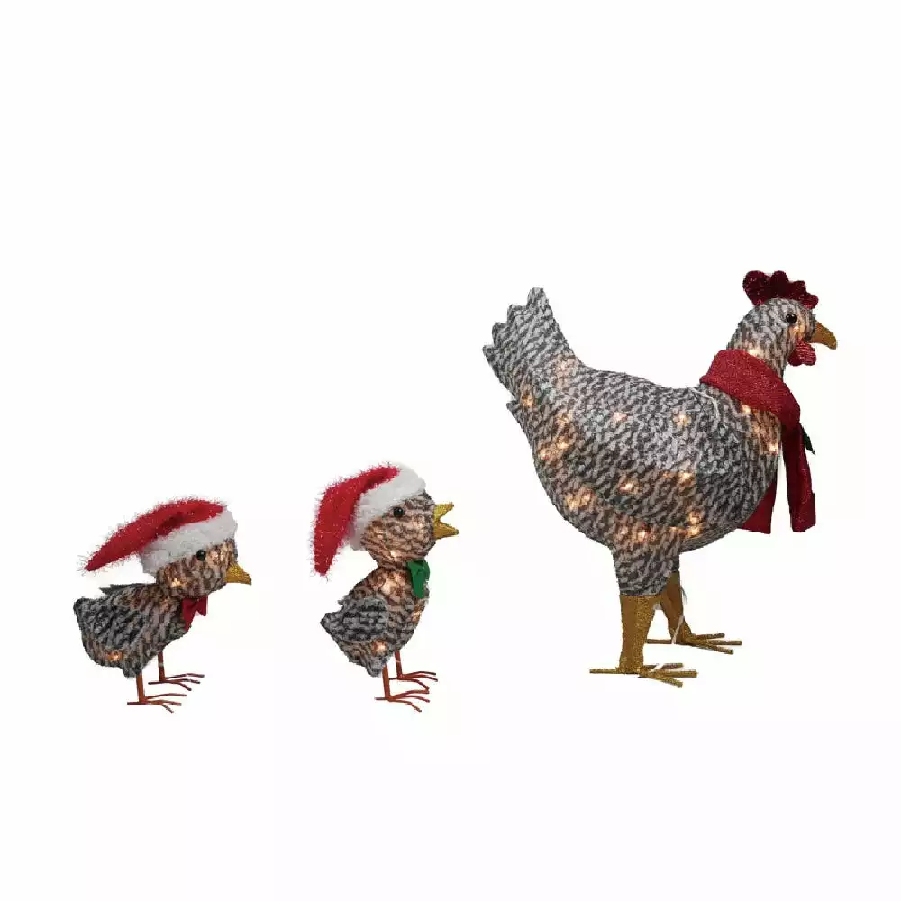 Four Seasons Light-Up Chicken Family Holiday Decoration - 21DH1027 - Christmas Decor 4 Four Seasons Light-Up Chicken Family Holiday Decoration - 21DH1027 - Christmas Decor - Image 2
