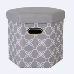 Glitzhome Gray Storage Ottoman 1504003769 - Living Room Furniture
