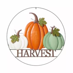 Glitzhome 22" Metal Pumpkin Harvest Hanger - JKC02303 - Porch Seasonal Decor