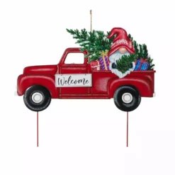 Glitzhome 28" Metal Gnome Truck Yard Stake - JKC02320 - Porch Seasonal Decor