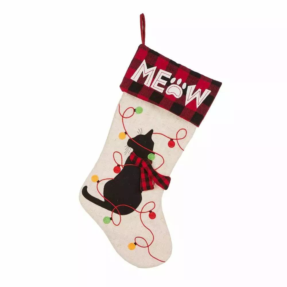 Glitzhome LED Cat Embroidered Linen Christmas Stocking - 1113203058 - Christmas Stockings 3 Glitzhome LED Cat Embroidered Linen Christmas Stocking - 1113203058 - Christmas Stockings