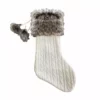 Four Seasons 20" Chunky Cable Knitted Twist Decorative Cream Colored Body Faux Fur Welt Cuff Christmas Stockings - 21XZ-111803S - Christmas Decor