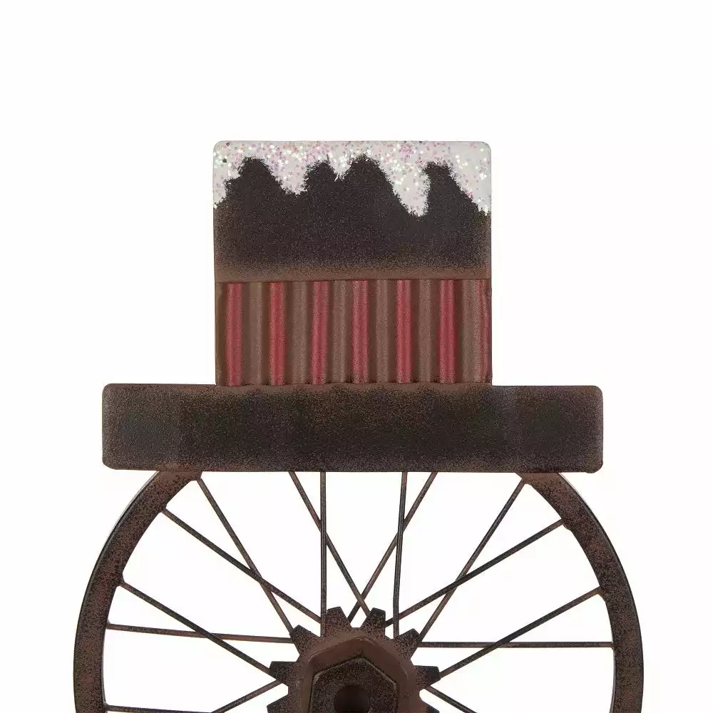 Glitzhome Metal Bike Wheel Snowman with Plaid Scarf Porch Decor - 1103203409 - Porch Seasonal Decor 4 Glitzhome Metal Bike Wheel Snowman with Plaid Scarf Porch Decor - 1103203409 - Porch Seasonal Decor - Image 2