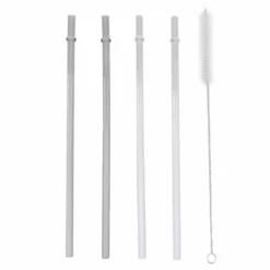 Various Brands Plastic Straws with Cleaning Brush, 4 Pack - 66182 - Cookware & Tools
