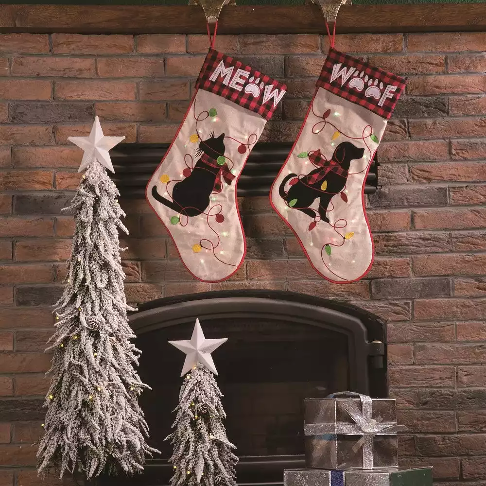 Glitzhome LED Cat Embroidered Linen Christmas Stocking - 1113203058 - Christmas Stockings 8 Glitzhome LED Cat Embroidered Linen Christmas Stocking - 1113203058 - Christmas Stockings - Image 6