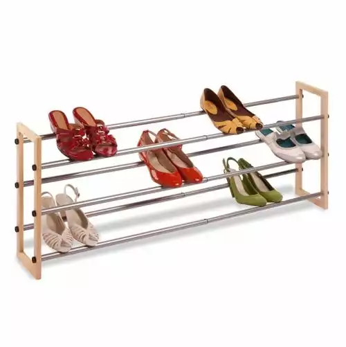 Honey-Can-Do HoneyCanDo 3Tier Metal & Wood Expandable Stackable Shoe Rack SHO01372 - Closet Organization 4 Honey-Can-Do HoneyCanDo 3Tier Metal & Wood Expandable Stackable Shoe Rack SHO01372 - Closet Organization - Image 2
