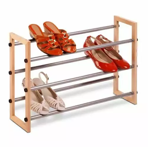 Honey-Can-Do HoneyCanDo 3Tier Metal & Wood Expandable Stackable Shoe Rack SHO01372 - Closet Organization 3 Honey-Can-Do HoneyCanDo 3Tier Metal & Wood Expandable Stackable Shoe Rack SHO01372 - Closet Organization