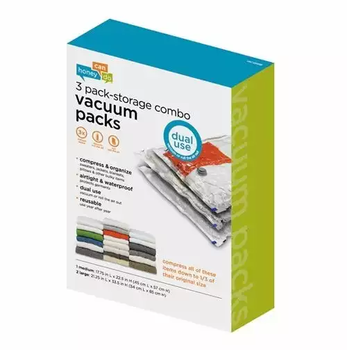 Honey-Can-Do HoneyCanDo 3 Pack Storage Combo VacuumPack VAC02058 - Closet Organization 5 Honey-Can-Do HoneyCanDo 3 Pack Storage Combo VacuumPack VAC02058 - Closet Organization - Image 3