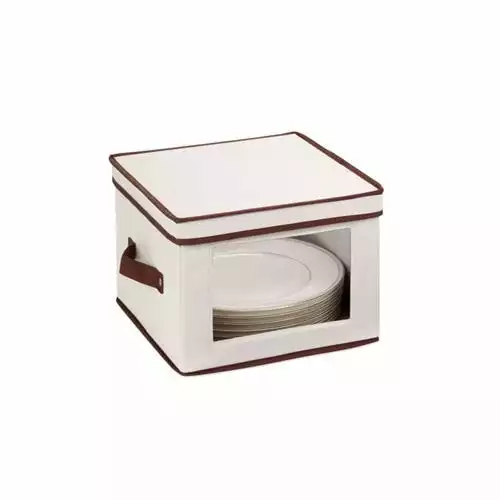 Honey-Can-Do Natural/Brown Dinnerware Storage Box SFT-0206 - Shelves & Organization